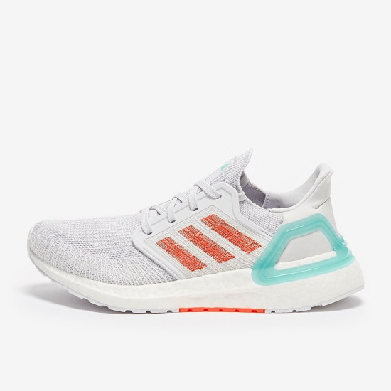 Sepatu Lari Womens Adidas Ultraboost 20 Primeblue Dash Grey True Orange Blue Spirit EG0770