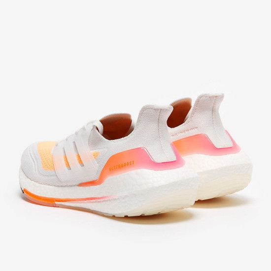 Sepatu Lari Womens Adidas Ultraboost 21 Crystal White Crystal White Acid Orange FY0400