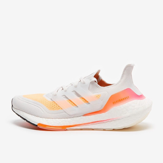 Sepatu Lari Womens Adidas Ultraboost 21 Crystal White Crystal White Acid Orange FY0400