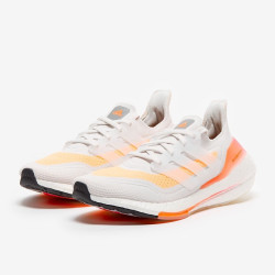 Sepatu Lari Womens Adidas Ultraboost 21 Crystal White Crystal White Acid Orange FY0400