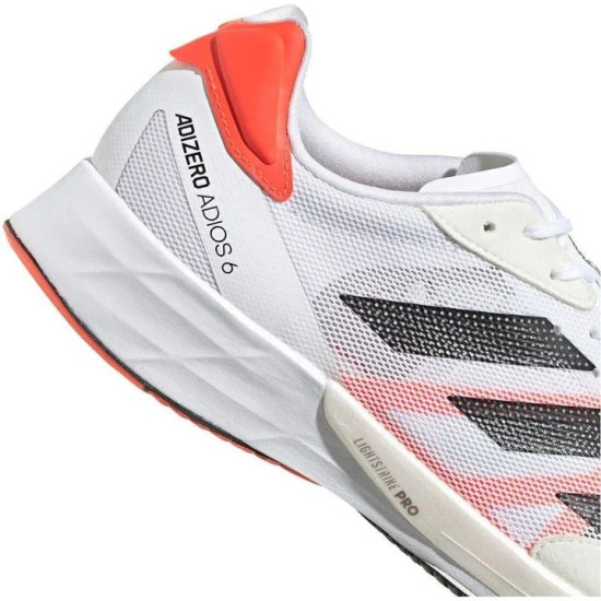 Sepatu Lari Adidas Adizero Adios 6 Boost White Core Black Solar Red FY4073-6