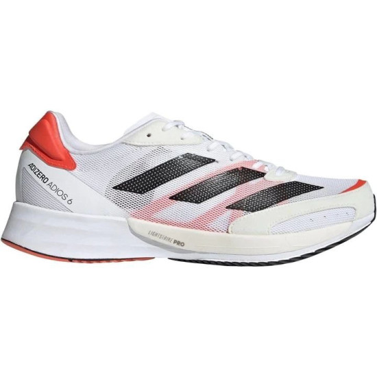 Sepatu Lari Adidas Adizero Adios 6 Boost White Core Black Solar Red FY4073-6