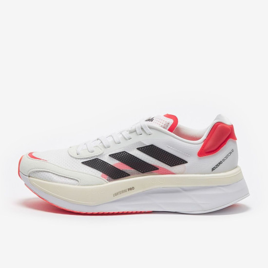 Sepatu Lari Womens Adidas Adizero Boston 10 Ftwr White Core Black Solar Red FY4080