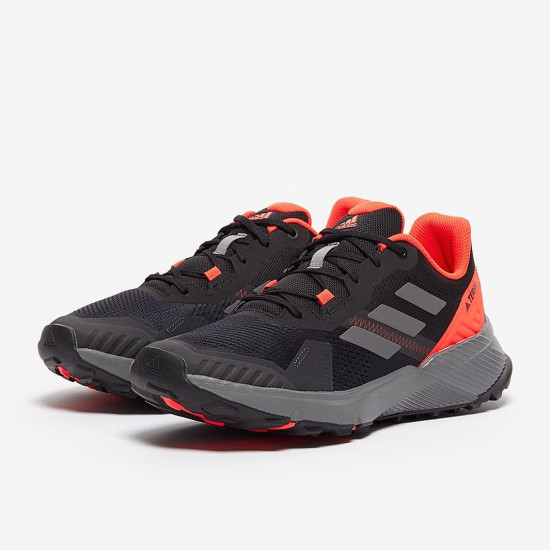 Sepatu Lari Adidas Terrex Soulstride Core Black Grey Four Solar Red FY9214