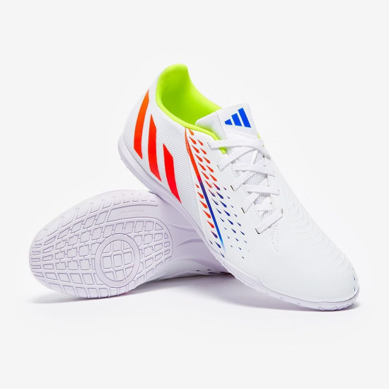 Sepatu Futsal Adidas Predator Edge.4 IN Sala White Solar Yellow Power Blue GV8512