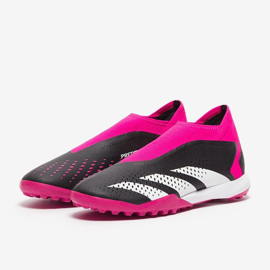 Sepatu Futsal Adidas Predator Accuracy.3 Laceless TF Core Black White Team Shock Pink GW4642