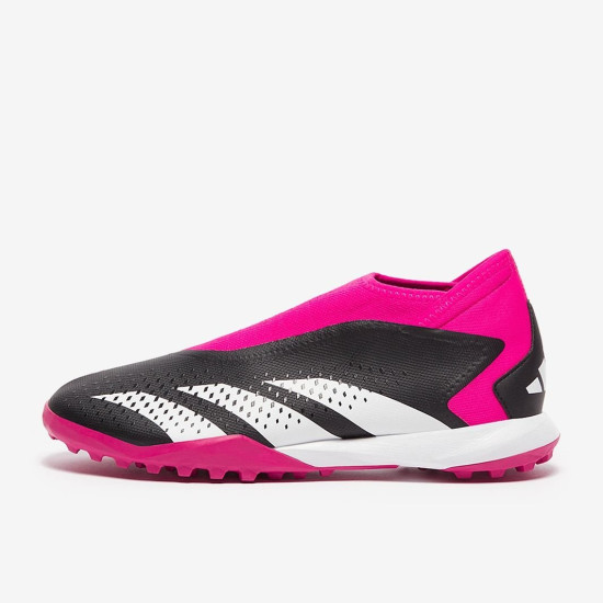 Sepatu Futsal Adidas Predator Accuracy.3 Laceless TF Core Black White Team Shock Pink GW4642