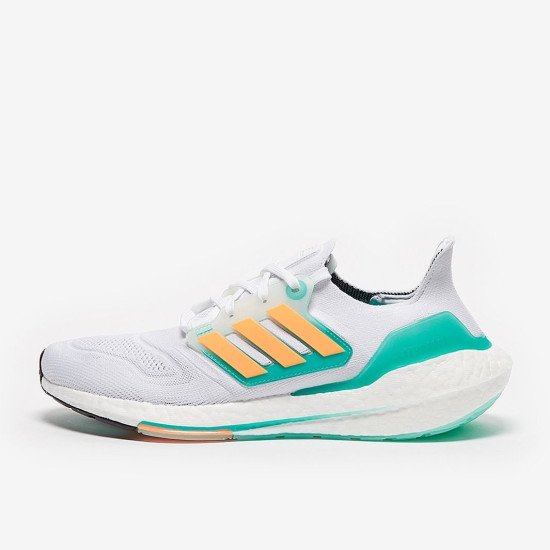 Sepatu Lari Adidas Ultraboost 22 Ftwr White Flash Orange Mint Rush GX5463