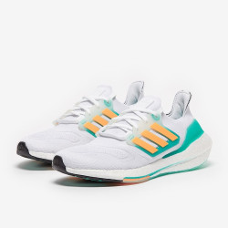 Sepatu Lari Adidas Ultraboost 22 Ftwr White Flash Orange Mint Rush GX5463