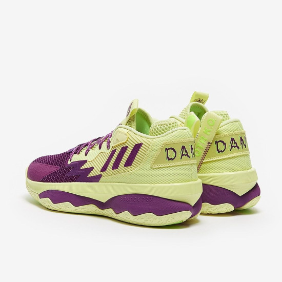 Sepatu Basket Adidas Dame 8 Yellow Tint Glory Purple Signal Green GY0383