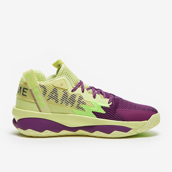 Sepatu Basket Adidas Dame 8 Yellow Tint Glory Purple Signal Green GY0383