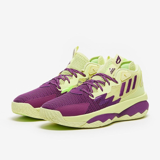 Sepatu Basket Adidas Dame 8 Yellow Tint Glory Purple Signal Green GY0383