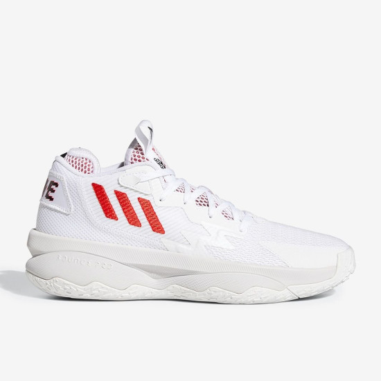 Sepatu Basket Adidas Dame 8 Footwear White Vivid Red Core Black GY0384