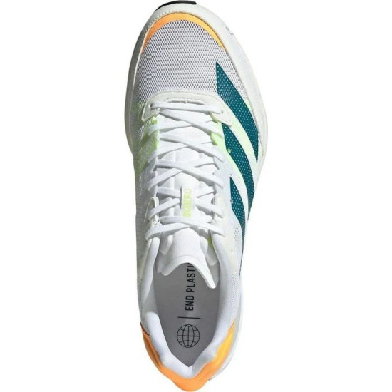 Sepatu Lari Adidas Adizero Adios 6 Boost Cloud White Real Teal Flash Orange GY0894-6