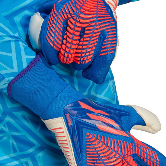 Sarung Tangan Kiper Adidas Predator EDGE Fingersave Pro Promo Neg Hi Res Blue Turbo H62415