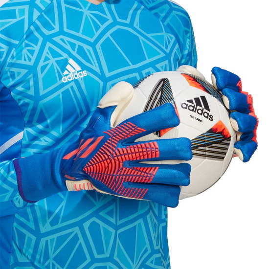 Sarung Tangan Kiper Adidas Predator EDGE Fingersave Pro Promo Neg Hi Res Blue Turbo H62415