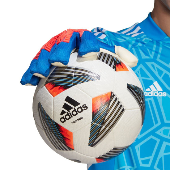 Sarung Tangan Kiper Adidas Predator EDGE Fingersave Pro Promo Neg Hi Res Blue Turbo H62415