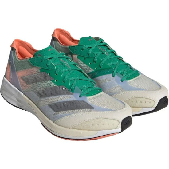 Sepatu Lari Adidas Adizero Adios 7 White Metallic Silver Courage Green HQ3699-7