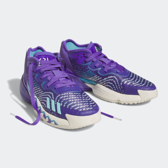 Sepatu Basket Adidas D.O.N Issue 4 Purple Rush Off White Clear Aqua HR0710