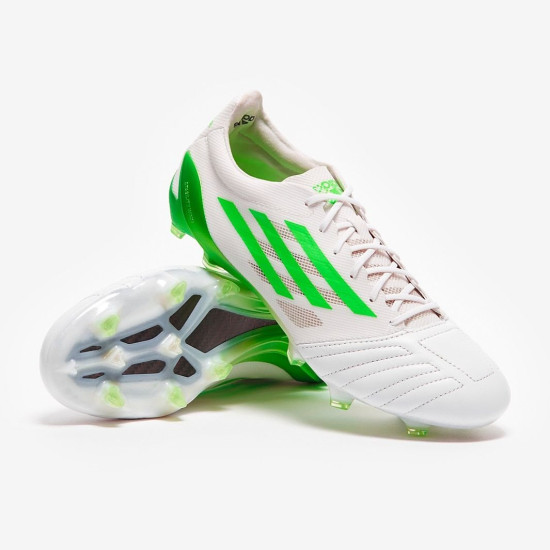 Sepatu Bola Adidas X 99 Speedportal leather.1 FG White Solar Green HP9130