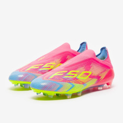 Sepatu Bola Adidas F50 Elite Laceless FG Lucid Pink Lucid Lemon Blue Fusion IE1212