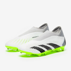 Sepatu Bola Adidas Predator Accuracy.3 Laceless FG White Core Black Lucid Lemon GZ0021