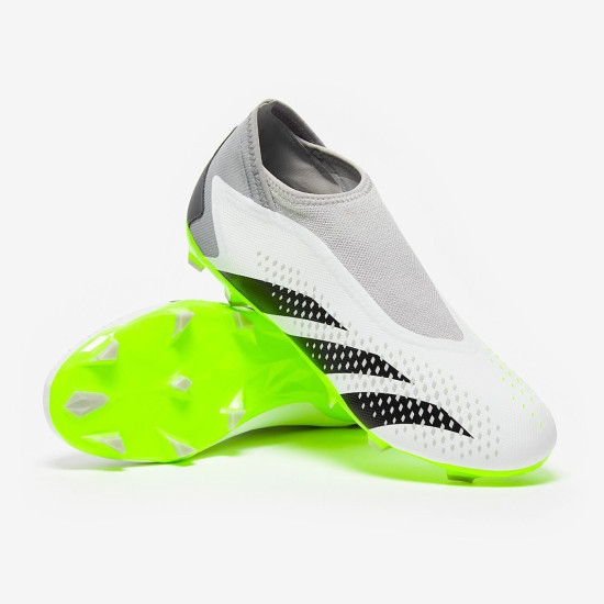 Sepatu Bola Adidas Predator Accuracy.3 Laceless FG White Core Black Lucid Lemon GZ0021