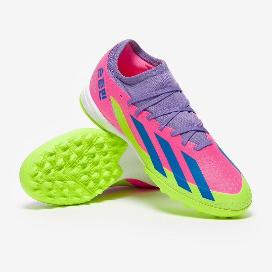 Sepatu Futsal Adidas X Crazyfast HMS.3 TF Lucid Lemon Bright Royal Pink ID2623