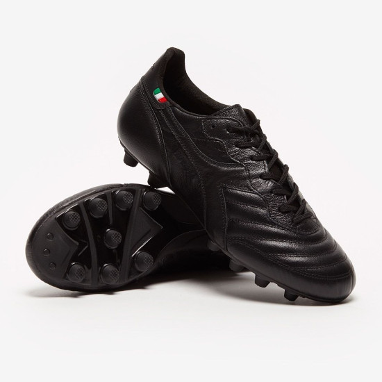 Sepatu Bola Diadora Brasil Made In Italy K-Leather Pro FG Blackout 101174843-C0200