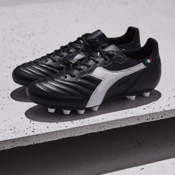 Sepatu Bola Diadora Brasil Made In Italy K-Leather Pro FG Black White 101174843-C0641