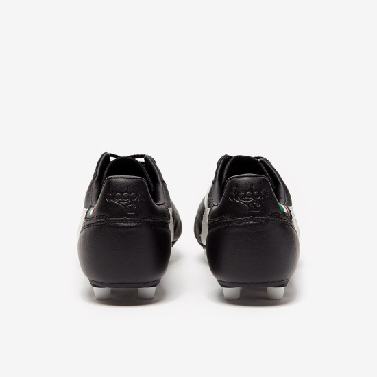 Sepatu Bola Diadora Brasil K-Leather FG Black White 101174845-C0641