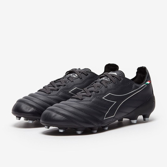 Sepatu Bola Diadora B-Elite Italia Tech FG Anthracite Black Silver 101175633-C9797