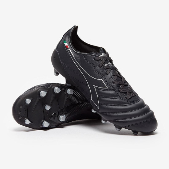 Sepatu Bola Diadora B-Elite Italia Tech FG Anthracite Black Silver 101175633-C9797