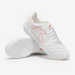 Sepatu Futsal Diadora Brasil Sala ID White Red Fluo 101176273-C9658