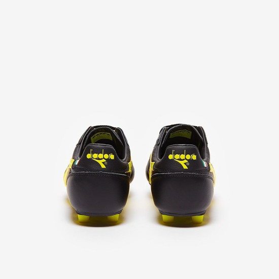 Sepatu Bola Diadora Brasil Pro FG Black Yellow Fluo 101177618-C0004