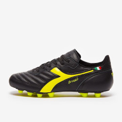 Sepatu Bola Diadora Brasil Made In Italy FG Black Yellow Fluo 101178029-C0004