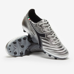 Sepatu Bola Diadora Brasil Made in Italy FG Silver Anthracite 101178029-C9798