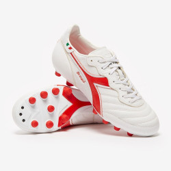 Sepatu Bola Diadora Brasil Made In Italy FG White Milano Red 101178029-C9981