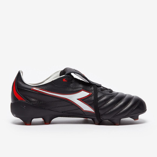 Sepatu Bola Diadora B-Elite Italia Tech FG Black White Fluo Red 101178033-C9657