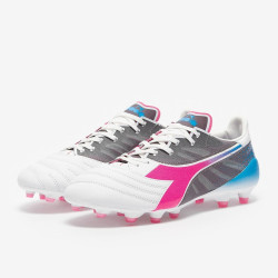 Sepatu Bola Diadora Veloce SL Made In Italy FG White Pink Fluo Blue 101179596-DO662