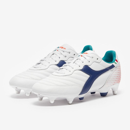 Sepatu Bola Diadora Brasil Pro SG White Navy 101179678-C2433