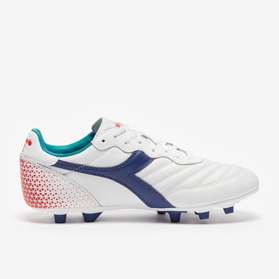 Sepatu Bola Diadora Brasil Pro FG White Navy 101180196-C2433