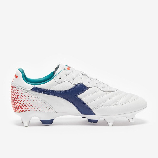 Sepatu Bola Diadora Brasil Pro SG White Navy 101179678-C2433