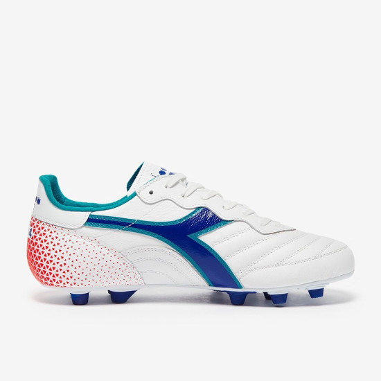 Sepatu Bola Diadora Brasil Made In Italy OG FG White Navy 101179595-C2433