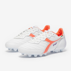 Sepatu Bola Diadora Brasil Made In italy OG FG White Fresh Salmon 101179595-C8001