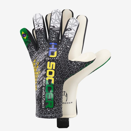 Sarung Tangan Kiper HO Brazil World Cup 2022 First Evolution Patriot Gloves Black White Yellow Green 052.0153