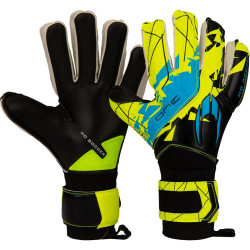 Sarung Tangan Kiper HO Soccer One Protek Black Fluo Cyan 520046