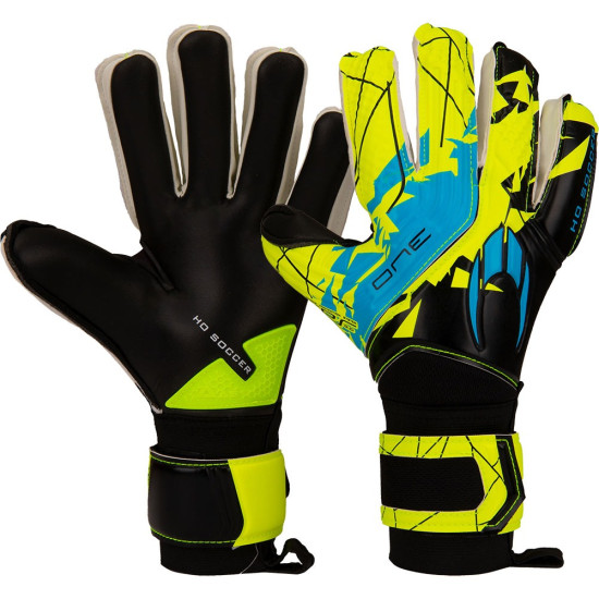 Sarung Tangan Kiper HO Soccer One Protek Black Fluo Cyan 520046