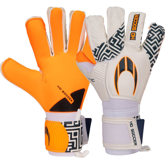 Sarung Tangan Kiper HO Soccer One Roll Neg White Orange 520189