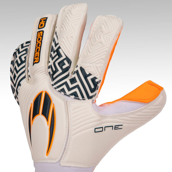 Sarung Tangan Kiper HO Soccer One Roll Neg White Orange 520189